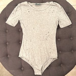 Short Sleeve Distressed Bodysuit